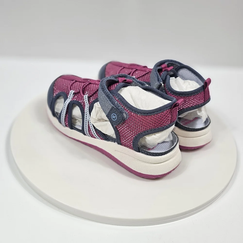 Munchkin by Stride Rite Coast Sandals Girls Sz 12M Pink Gray Adjustable Comfort - Picture 9 of 14